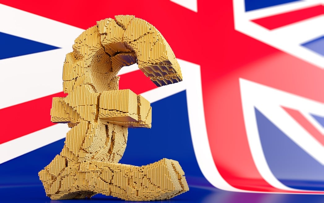 GBP symbol on a British flag