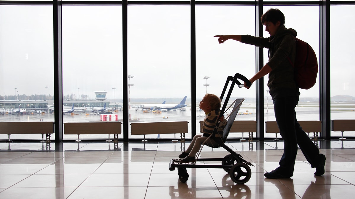 mother and child at the airport