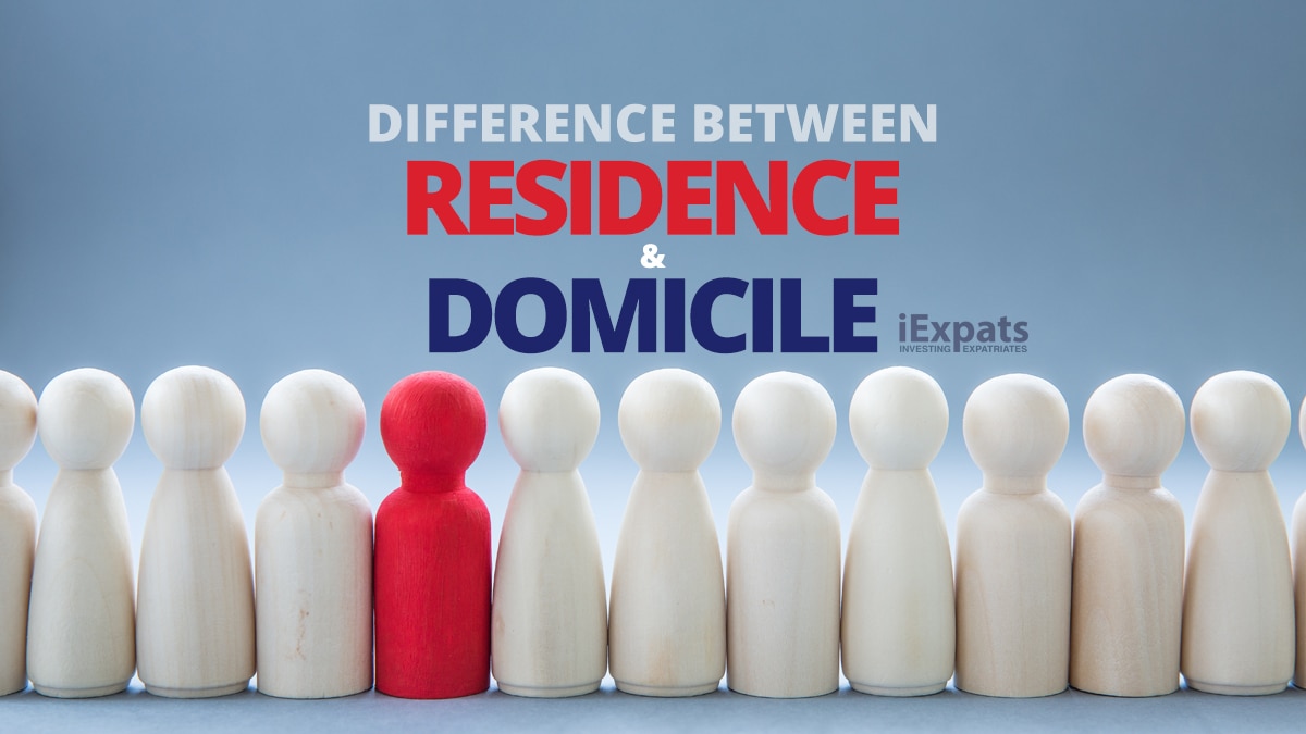Difference Between Residence and Domicile with a line of figures and one standing out