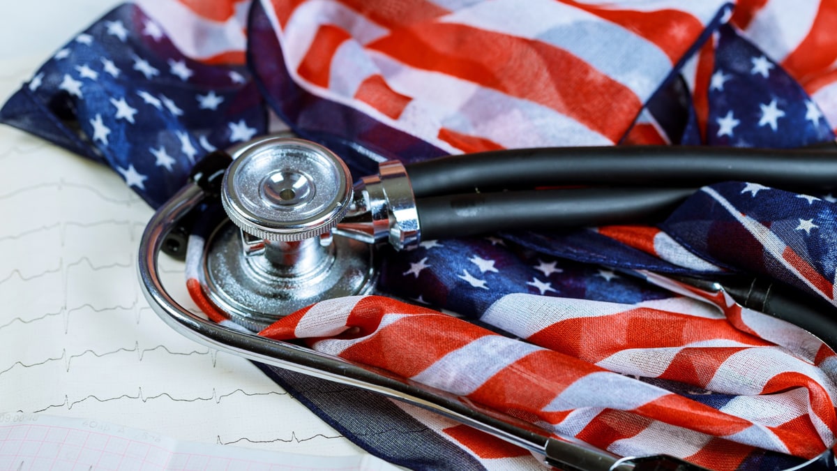 USA flag and healthcare