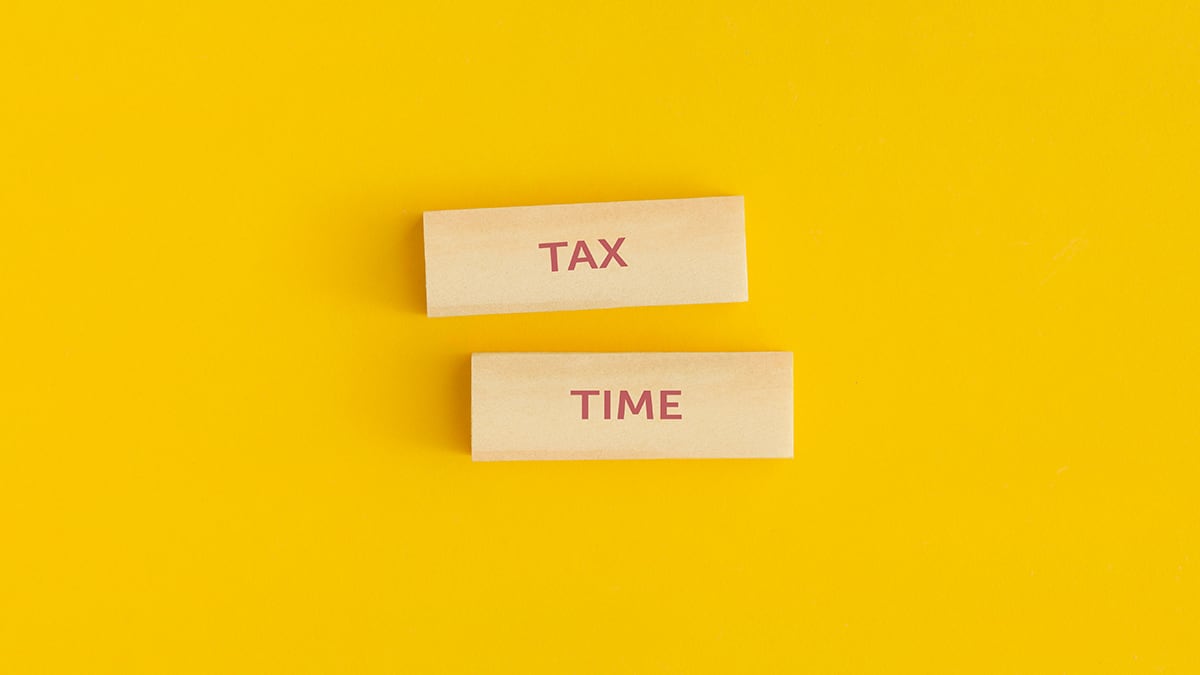 Tax time written in blocks