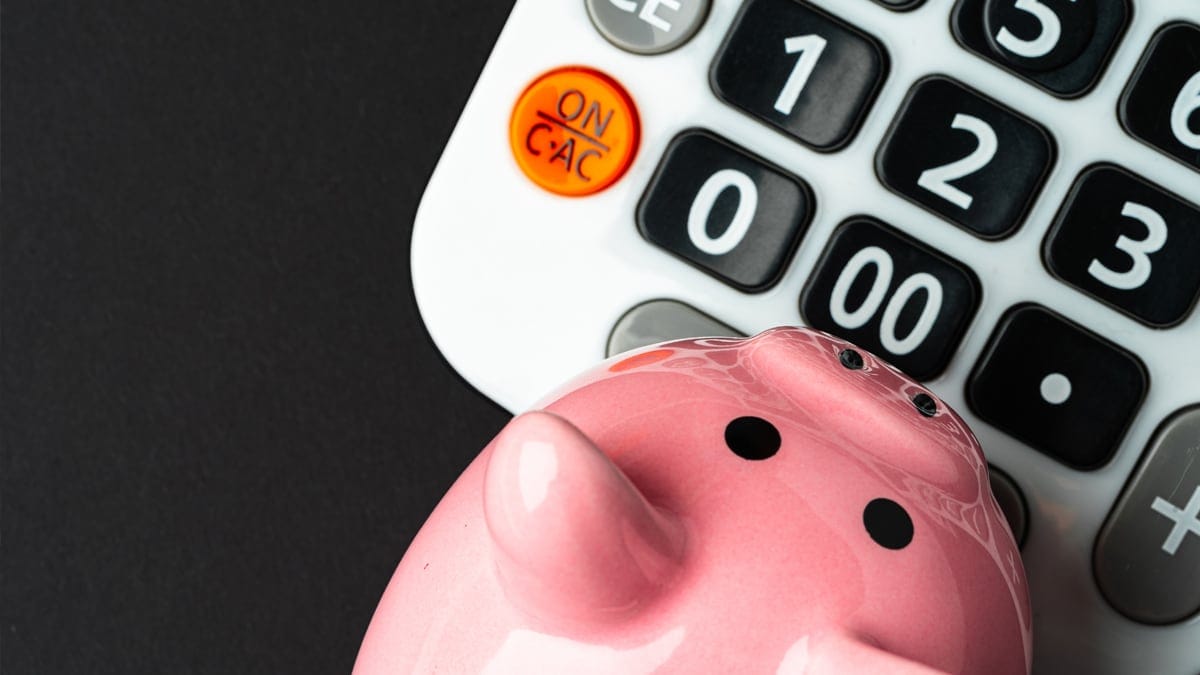 Piggy bank and calculator for expat tax changes