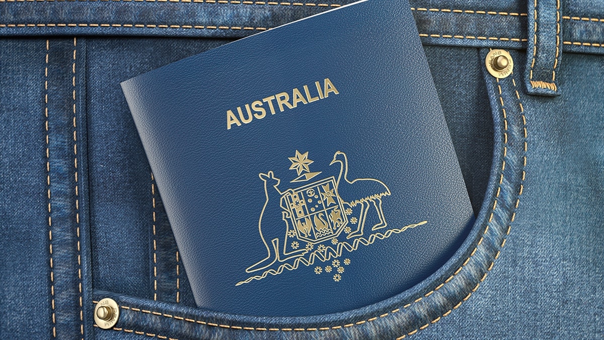 Australian passport in jeans pocket