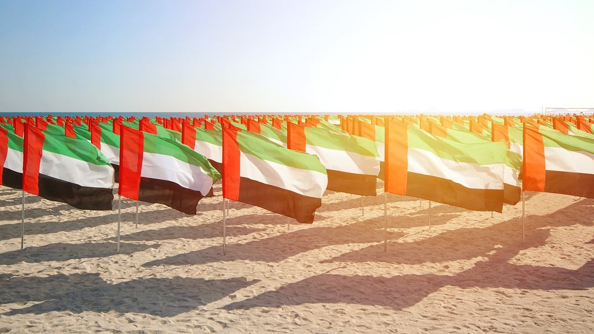 UAE flags on the beach