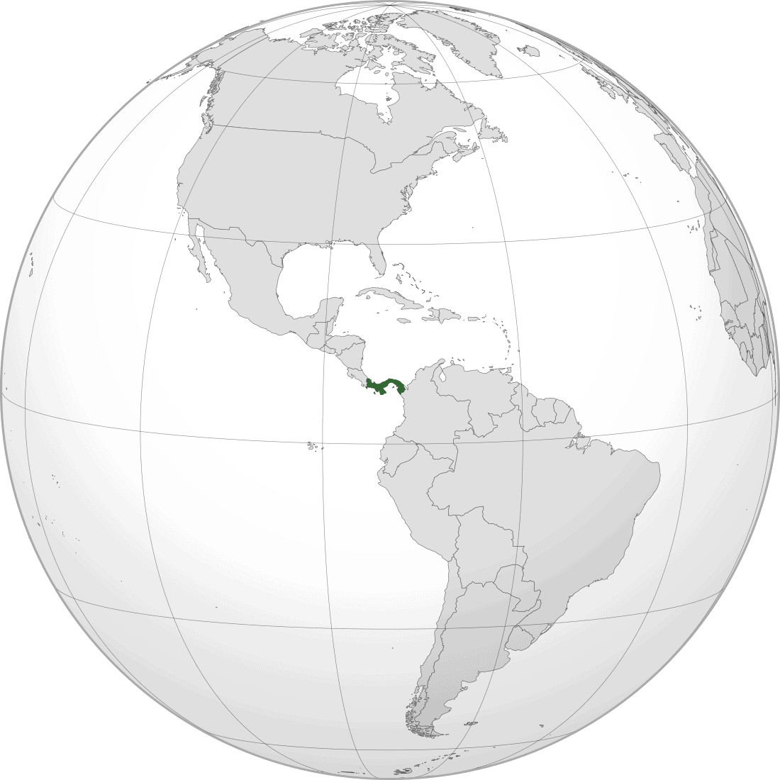 Panama location on the globe