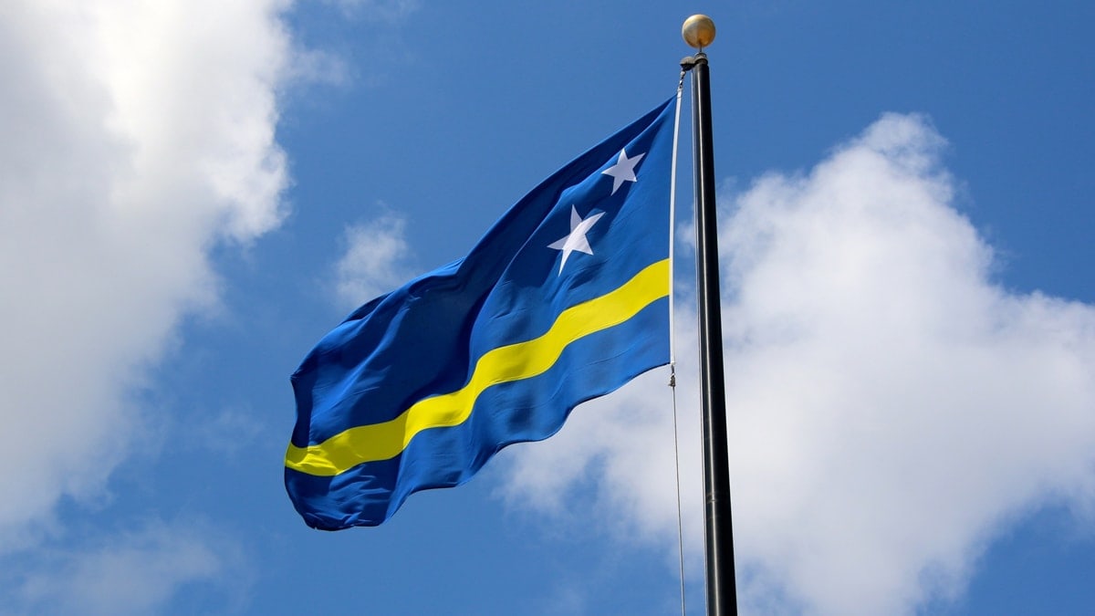 Curaçao Flag in blue sky