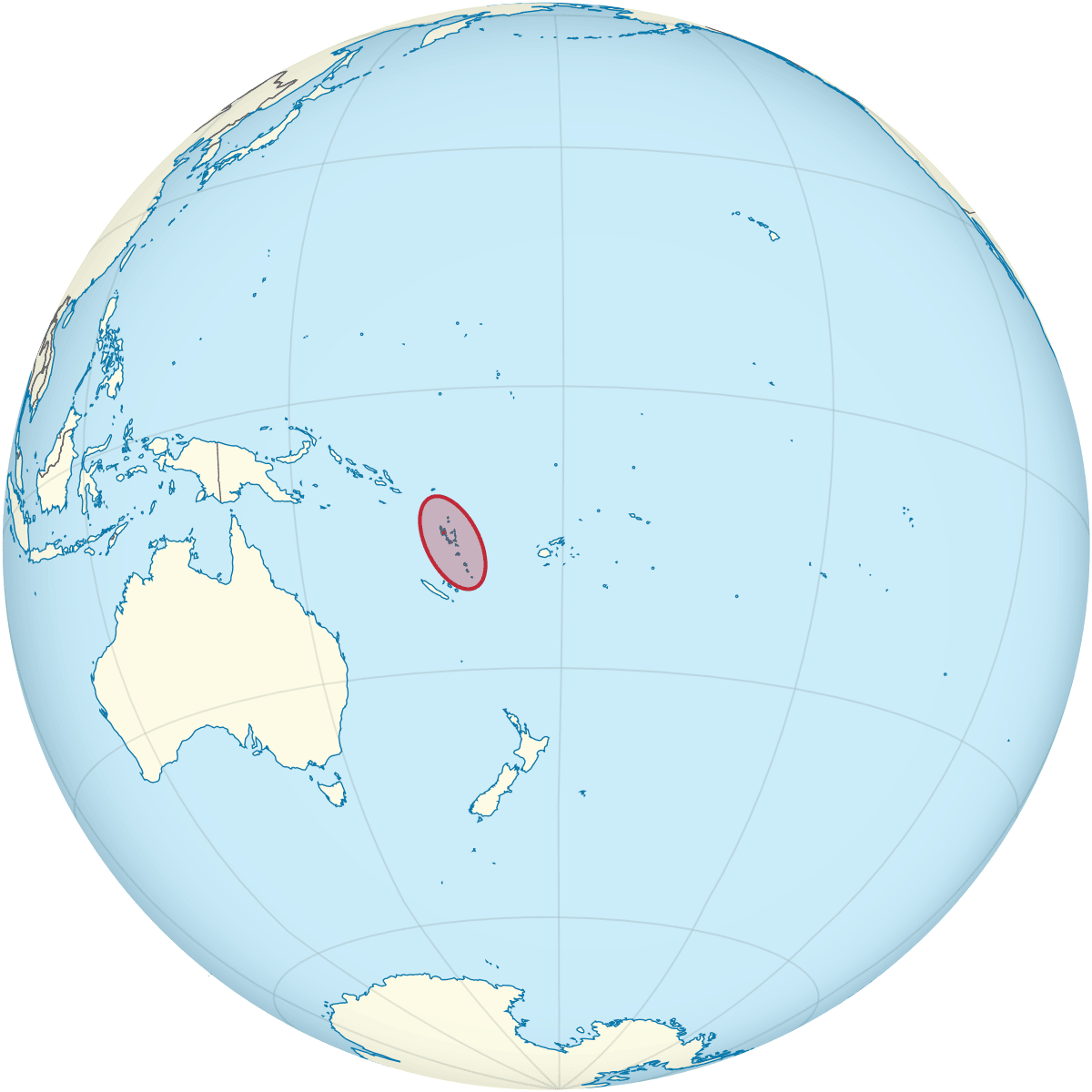 Vanuatu shown on a globe map