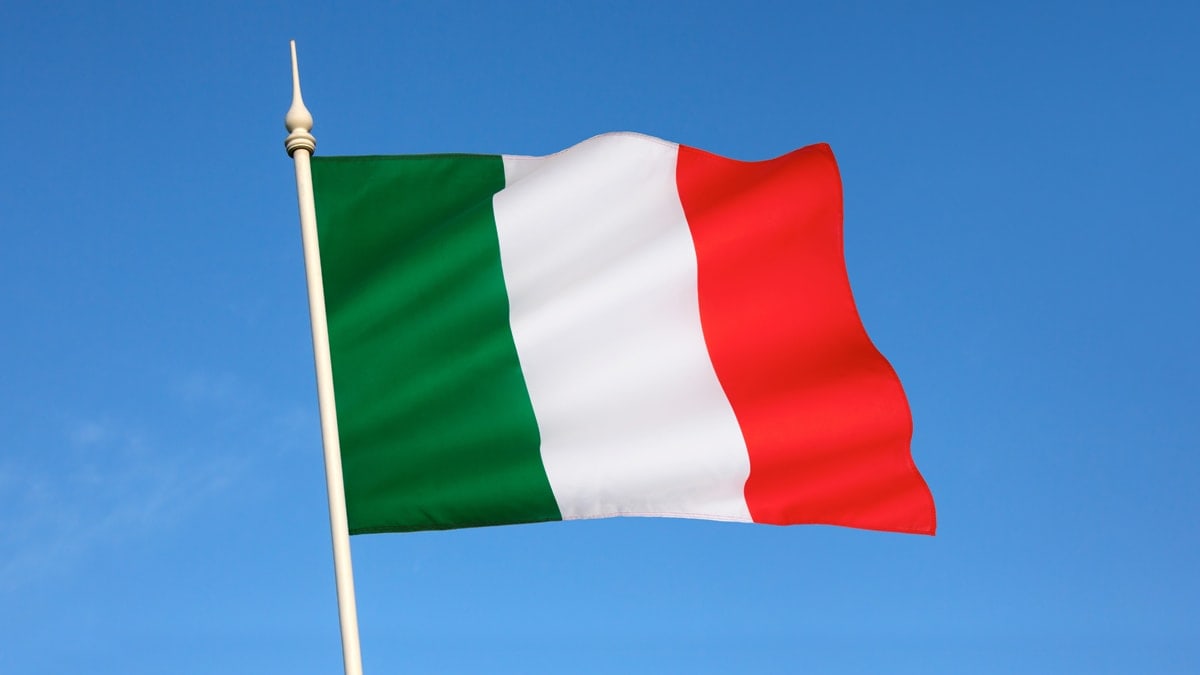 The Italian Flag in blue sky